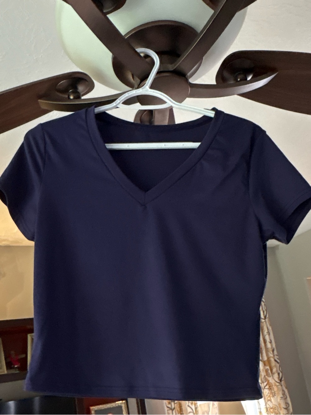 Classic V-Neck Short Sleeve Top in Navy - Women's Tee